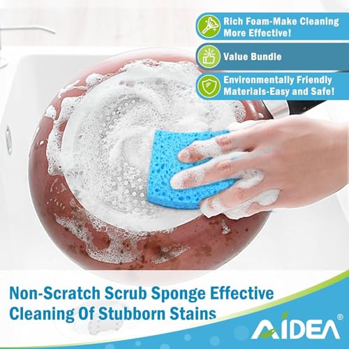 AIDEA Sponges Kitchen, Non-Scratch Scrub Sponge,12Count, Sponge for Dishes - color: Light-blue