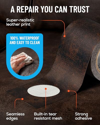 MATCH 'N PATCH Dark Brown Leather Repair Tape, 2.25" x 15' for Furniture - color: Dark Brown, size: 2.25" x 15'