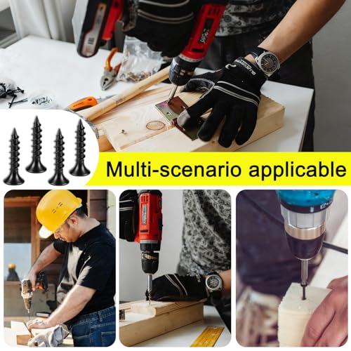 #7 x 1-1/2" Black Drywall Screws for Wood, Flat Head Self Tapping (100Pcs) - size: #7 x 1-1/2" (100Pcs)