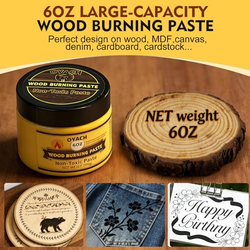 6oz Wood Burning Paste Gel,Scorch Burn with Squeegee &Test Stencil