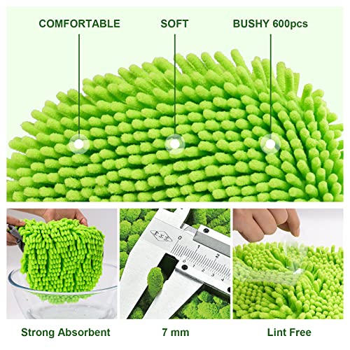 Ordenado 62" Car Wash Brush Kit Mitt Mop Sponge with Long Handle Chenille Microfiber Car Cleaning Brush Kit Supplies Car Washing Mop Kit Car Care Kit of Scratch-Free Replacement Head for Car RV Truck - color: A-green