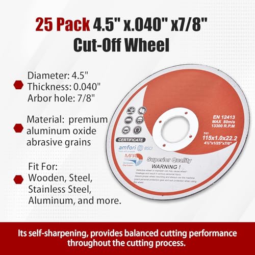 25 Pack 4.5" x.040 x7/8" Cut-Off Wheel - Metal & Stainless Steel Cutting Discs - size: 25pcs 4-1/2"*0.040"*7/8"