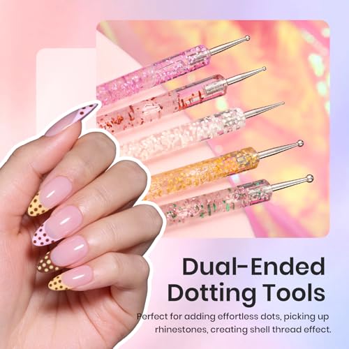 Beetles Nail Art Brushes 31pcs with Case Daul Ended Flower Dotting Tools - color: B - Clear-31
