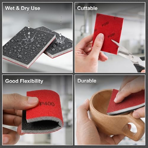 30PCS Sanding Sponge Pads, 80-3000 Grit Sandpaper Assortment for Wood Metal