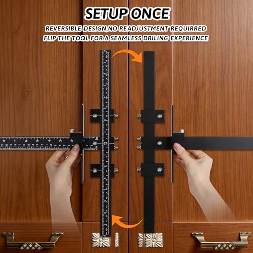 Cabinet Hardware Jig Template-Woodworking Punch Locator Drill Hole Guide - color: Black