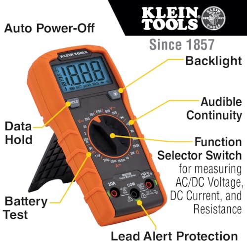 Klein Tools MM325 Multimeter, Digital Manual-Ranging 600V AC/DC Voltage Tester, Tests Batteries, Current, Resistance, Diodes, and Continuity - size: Manual-Ranging
