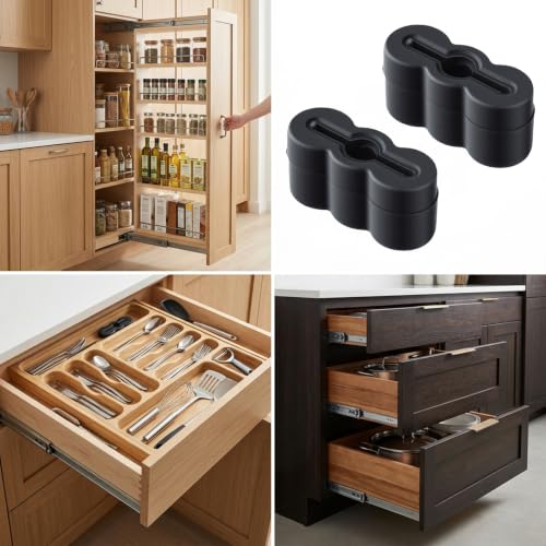 20Pcs Drawer Stoppers Slide Bumper, Rubber Drawer Slides End Stoppers Replacement Parts, Black Drawer Stoppers for Dresser Cabinets Kitchen Furniture Wardrobes