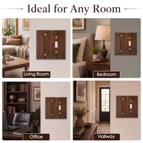 DoubleFill 4 Pcs Walnut Wood Switch Cover,14 * 14.2cm,Blank 1 Toggle - color: Blank 1 Toggle, size: 14.2 x 14 cm