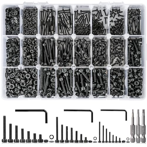 Hex Socket Metric Bolt Assortment, 1713Pcs M2 M3 M4 - size: A. M2 M3 M4