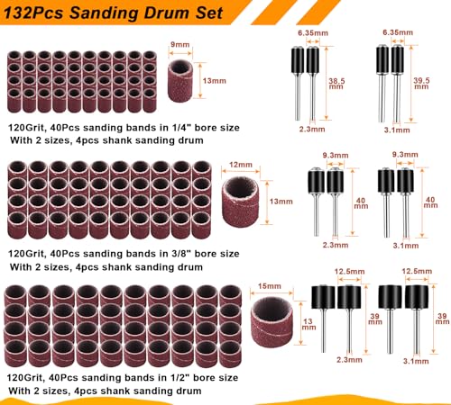 Tungsten Carbide Burr, Sanding Drums & Cutting Wheel Set, 185 Pcs - size: 185 Pcs