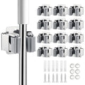 JAMEND CLXP 12PCS Broom and Mop Holder, Heavy Duty Garden Tool Organizer Rack Rake and Shovel Handle, Stainless Steel Mop Hanger. Wall Mounted Utility Rack with Screws, Silver. - color: Silver, size: 12