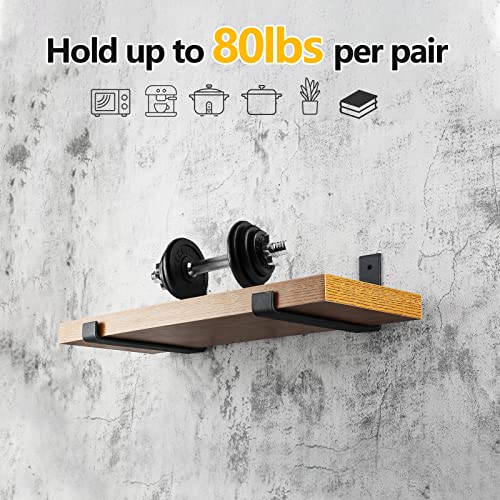 10 Pack Heavy Duty J Shelf Brackets with Lip, 9-Inch Industrial Wall-Mounted Floating Supports for 8.8" Wide Lumber Board, Black, HOME MASTER HARDWARE - size: 10 Pack