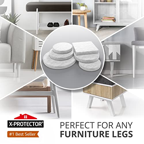 Felt Furniture Pads X-PROTECTOR 133 PCS - Furniture Pads for Hardwood Floor - size: 133 PCS White, Round & Square