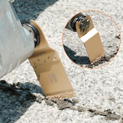 5PCS Carbide Grout Removal Blades,Flush Cutting Oscillating Saw - color: Carbide-Grit Edge