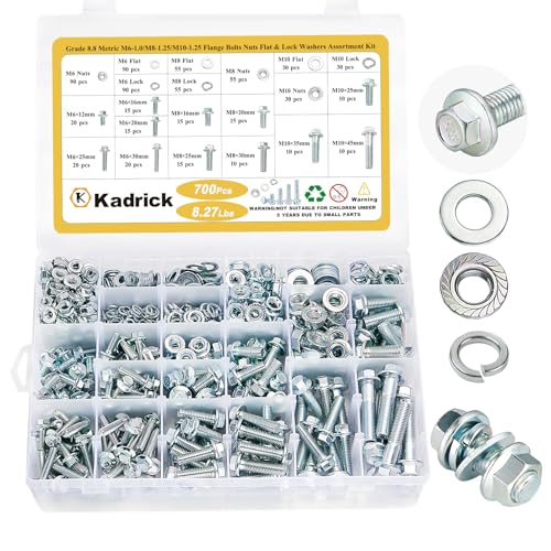 KADRICK 700PCS Class 8.8 Metric Bolt Assortment,M6 M8 M10 Flange Hex Bolts - size: 700Pcs M6-M10 FLANGE HEX Eco-Friendly