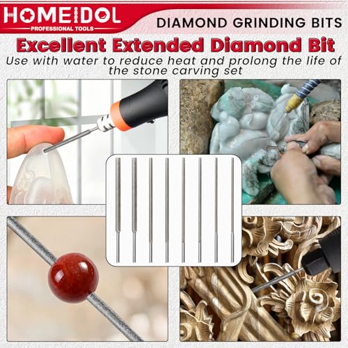 8Pcs 120Grit Long Diamond Grinding Bit for Dremel Bits L 4" 1/8" Shank - style: Style 4