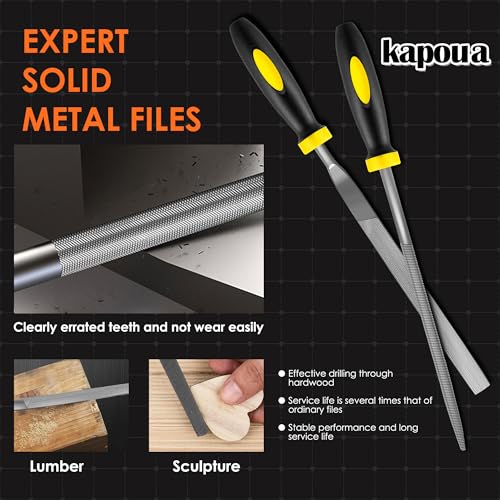 6-Piece Metal Needle File Set - Hardened Alloy Steel | Includes Flat, Warding, Square, Triangular, Round, and Half-Round Files, Ergonomic Handles, For Wood, Metal & Jewelry - color: Black-6pcs