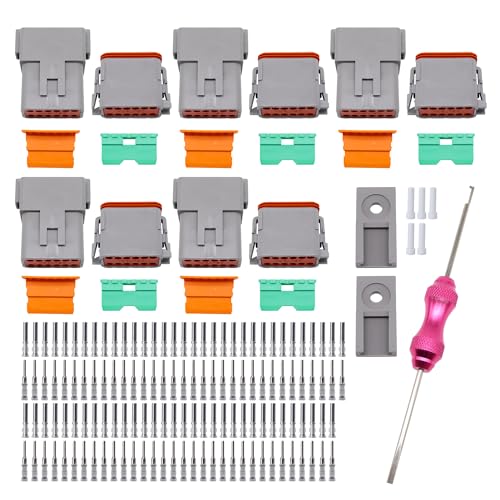 Deutsch 12 Pin DT Connector Kit, Gray Waterproof DT Connectors - style: 5 Sets 12 Pin