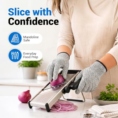 A5 Cut Resistant Gloves, Food Grade Kitchen Safety Gloves - color: Gray, size: X-Large