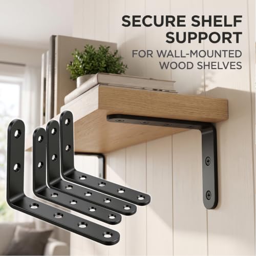 25Pcs Black Angle Brackets 3”x 5” Heavy Duty Corner Bracket 3MM for Wood - size: Black-3x5 Inch