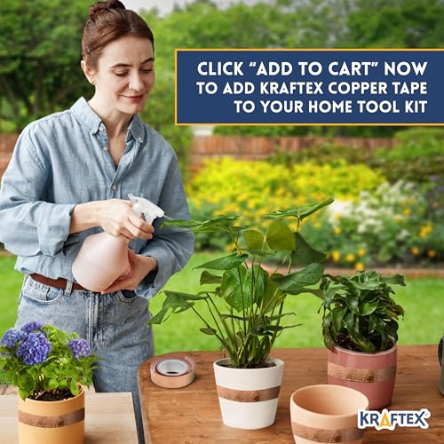 Kraftex Copper Tape [1 Inch x 66ft] – Conductive Copper Foil Tape with Adhesive for Stained Glass, Slug Barrier, Guitar Shielding & Faraday Cage - size: 1" × 66 ft
