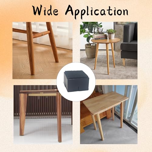 12PCS PVC Square Chair Leg Protectors with Felt Bottom, Non-Slip Furniture Pads for Hardwood Floors, Quiet Table Feet Caps Covers, Fits 1.65"-1.88" (42-48mm) - Black - size: 42-48mm/Black