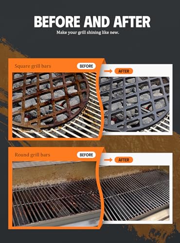 MEKER Grill Brush Bristle Free, Grill Cleaner Brush with 5 BBQ Replacement Head for Cast Iron, Stainless Steel Grates, Safe Grill Scraper Outdoor BBQ Grill, Black - color: Black-brush+5 Heads