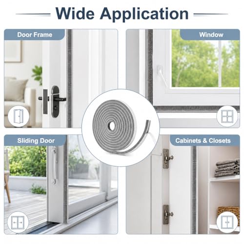Brush Weather Stripping, 33 Ft, Gray, 0.35" W x 0.35" H - size: 33Feet x 0.35in Brush x 0.35in Backing