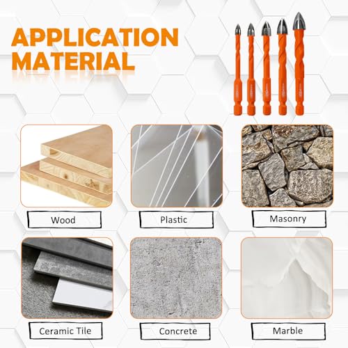 BGTEC Cemented Carbide Drill Bits Masonry Drill Bits, 5pcs Quick-fit Shank 5/6/6/8/10MM Cross Spiral Hard Alloy Drill Bit for Wood Plastic Masonry Ceramic Tile Concrete Marble - size: 5pcs 5/6/6/8/10MM