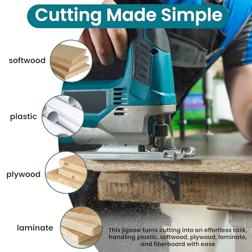 20PCS T142HB Jigsaw Blades, High Carbon Steel T-Shank Blades for Special-Shaped & Flush Cuts in Wood, Plastic & Fiberboard, Professional Scroll Saw Accessories