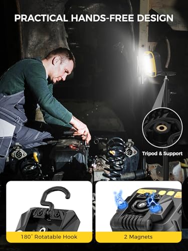 Smiling Shark Portable Work Light with Magnetic 7500 mAh Rechargeable - color: Yellow
