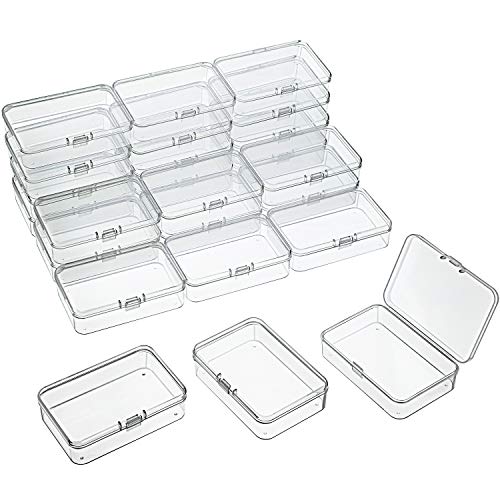 SATINIOR 24 Packs Small Clear Plastic Beads Storage Containers Box with Hinged Lid for Storage of Small Items, Crafts, Jewelry, Hardware (3.7 x 2.5 x 1 in - size: 3.7 x 2.5 x 1 in