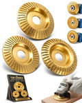3PCS Wood Carving Tools Sanding Disc Stump Grinder Angle Polishing Pad Grinding Tungsten Carbide Wheel Discs for Attachments Tiktrove Sander Blades Set Pads Cutting Scraper Cordless (Gold)