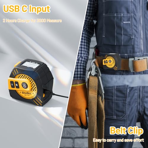 Laser Tape Measure 2-in-1, 132Ft Laser Measurement Tool & 16Ft Measuring Tape, Digital Laser Tape Measure, Self-Locking