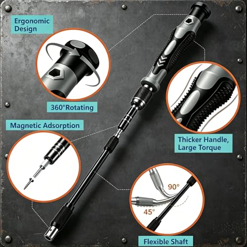 115-in-1 Magnetic Precision Screwdriver Set, 98 Bits Electronics Repair Tool Kit with Flexible Shaft, Pry Tools for Phone, Laptop, Watch, Game Console & Small Devices