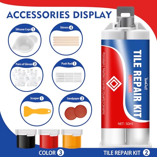 Tile Repair Kit 3.4 oz - Porcelain Repair Paste Reattaches Missing Pieces