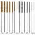 14PCS Tube Cleaning Brush Set, 7 Brass & 7 Stainless Steel Wire Brushes, 12 Inch Long Pipe Cleaner Kit, 7 Sizes Round Bore Brush for Engine Parts, Fuel Lines, Auto Parts, Pipes, Tubes & Nozzles