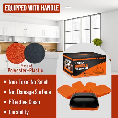 Griddle Cleaning Kit for Blackstone, Non-Scratch Scouring Pads for Kitchen - size: 6pcs