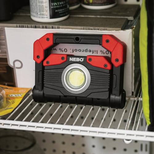 NEBO OMNI 2K Rechargeable Work Light | 2000 Lumens COB, 6 Light Modes, Rotating Magnetic Handles, Built-In Power Bank, Water Resistant, Portable Camping Lantern, Includes USB-C Charging Cable - style: 2000 Lumens