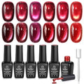 Beetles Red Cat Eye Gel Nail Polish Set, 6 Colors Glitter Red Gel Polish - color: A - Cat Eye | Sultry Burgundy