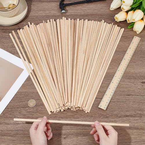 OLYCRAFT 100Pcs 13.8x0.3 Inch Half Round Wood dowels 3.5mm Wooden Dowel Rods Unfinished Wood Craft Sticks Half Round Craft Sticks Arch Wooden Dowel Rods for Braiding Tapestry DIY Crafts Building Model - size: 13.8 Inch