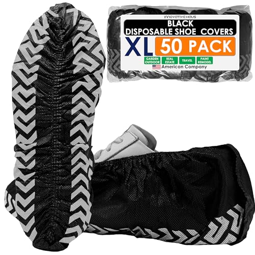Innovative Haus Black Disposable Shoe Covers Non Slip Booties, XL, 50 Pack - style: 50 Pack
