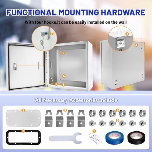 Electrical Junction Box 20x20x6, NEMA 4X IP66 Steel Enclosure Box - size: 20 x 20 x 6''