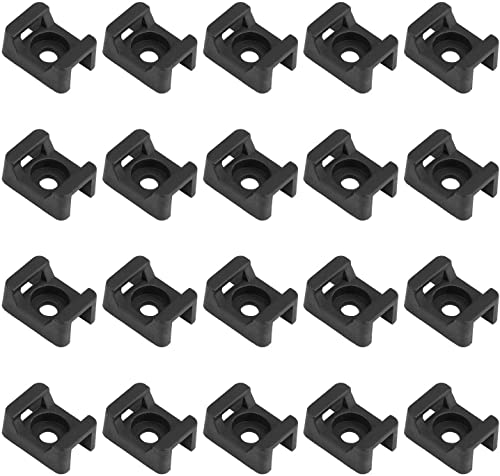 Cable Tie Mounting,100 Pcs Zip Tie Base,5 mm(M5) Screw Hole, 23x16x9(L*W*H) mm Cord Tie Mount Wire Tie Holder Fix Bottom Wire Management for Home/Office/Outdoor/Garden