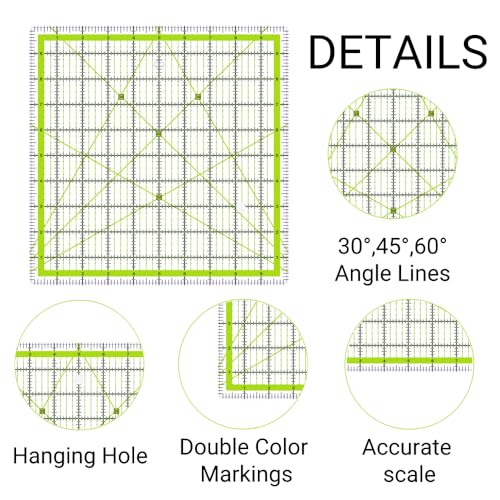 5 Quilting Rulers(2.5",3.5", 5", 6", 8"),Square Rulers - color: Green
