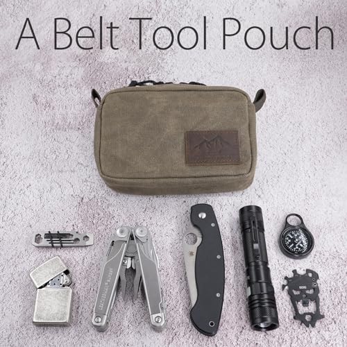diodrio Belt Pouch for Men Women YKK Zippers EDC Pouch, Belt Bag Waist Pack for Hiking, Water Resistant, Waxed Canvas, Olive - color: Olive Medium
