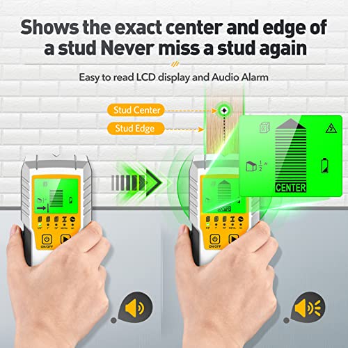 Stud Finder Wall Scanner Detector - 5 in 1 Electronic Wall Wood Metal Stud Locator Edge Center Sensor Beam for Live AC Wire Pipe Metal Lumber Joist Drywall Framing Detection - color: Orange