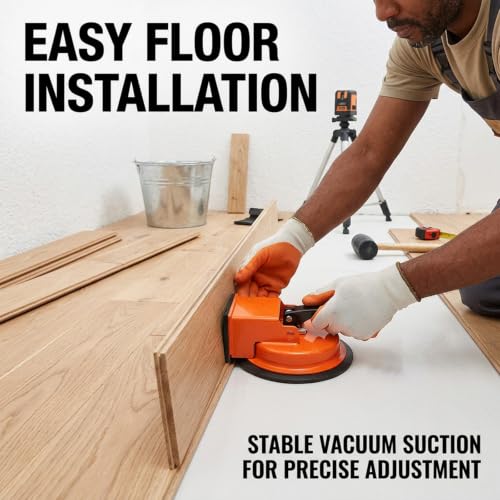 Heavy Duty Floor Gap Fixer Tool with 5pcs Sticky Pads, Vacuum Suction Cup Plank Puller for Laminate Hardwood Tile Flooring Repair