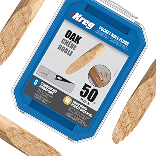 Kreg Solid-Wood Pocket-Hole Plugs, Solid Oak, P-OAK, 50 Count - color: Oak Plugs