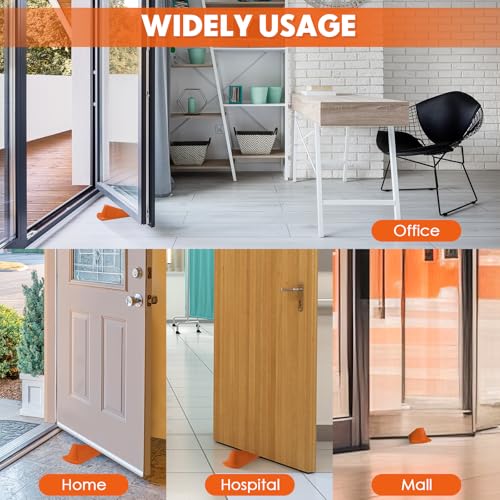 Frienda 2 Pcs Heavy Duty Rubber Door Stops Wedge Stackable,Orange - color: Orange